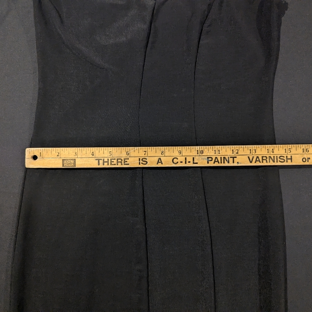 Y2K Black Halter Neck Midi Dress Strap 2000s Bodycon Party Cocktail Raw Edge - Picture 13 of 15